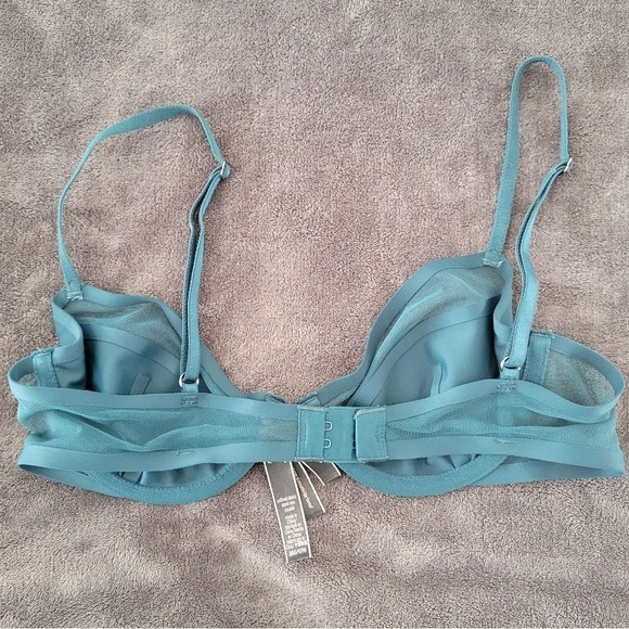 3 / $30 Victoria Secret Unlined Demi Bra 32C Dark Green Underwire Sheer - Picture 4 of 9